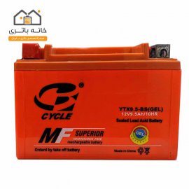 باتری موتور سیکلت 12 ولت 9.5 آمپر کوتاه برند سایکل مدل YTX9.5-BS