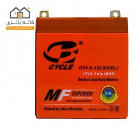 باتری موتور سیکلت 12 ولت 4.5 آمپر بلند برند سایکل مدل OT4.5-12L0