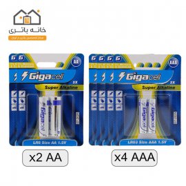 سبد باتری نیم قلم و قلمی آلکالاین گیگاسل(4 ورق نیم قلمی+ 2 ورق قلمی)