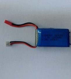 باتری لیتیوم پلیمر شارژی 7.4 ولت 1200 میلی آمپر ساعت انرژی (903052) 30C