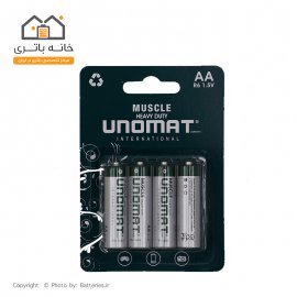 باتری قلمی معمولی یونومات unomat بسته 4 عددی کارتی