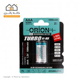 باتری نیم قلمی شارژی نوک دار 1000 میلی آمپر اوریون ( دو عددی) - Orion